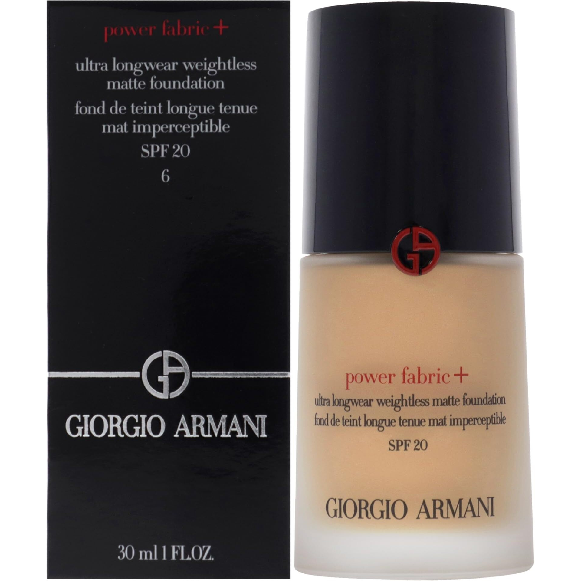 Power Fabric Plus Longwear Weightless Matte Foundation SPF 20-6 by Giorgio Armani for Women - 1 oz Foundation