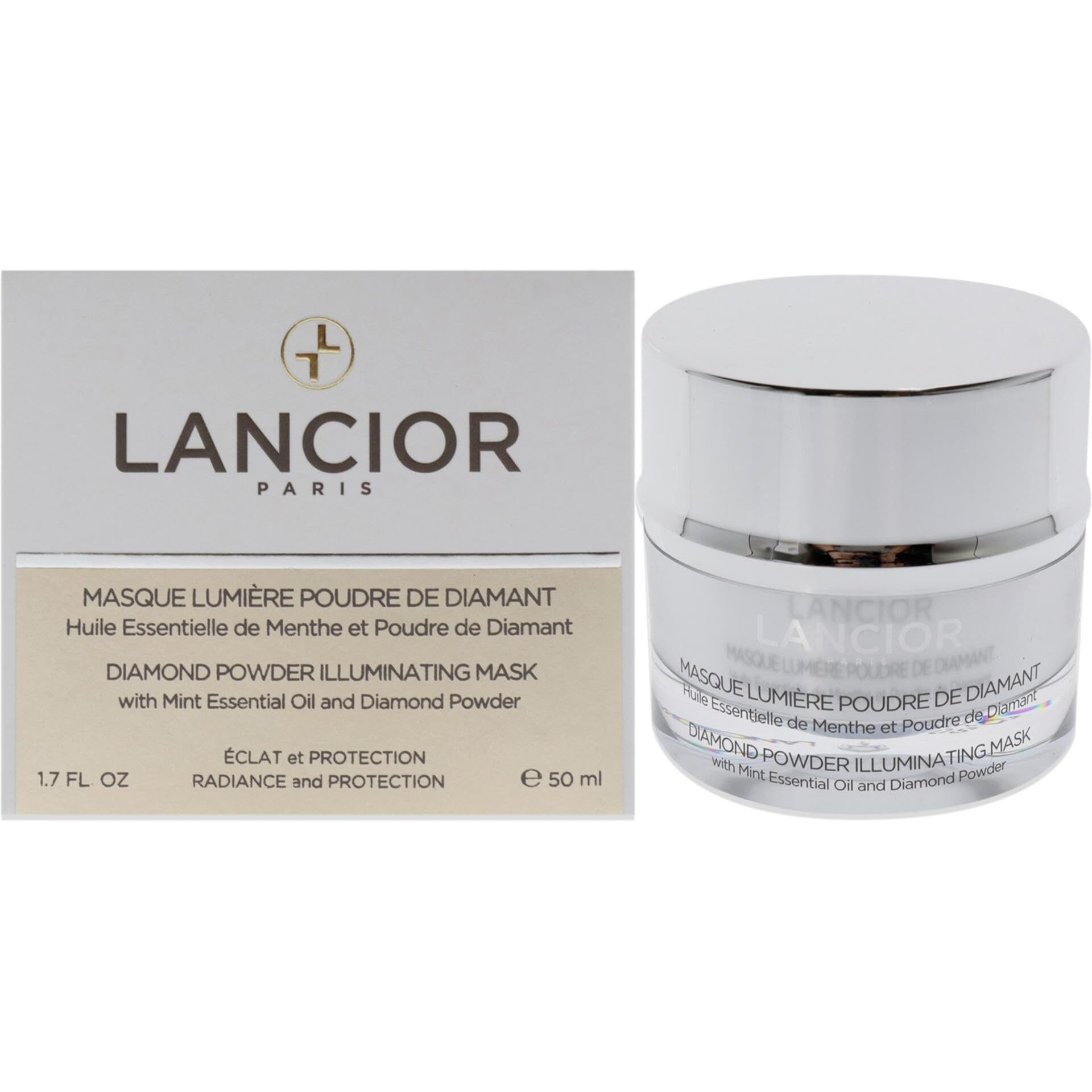 Lancior Diamond Powder Illuminating Mask - Brightens And Evens Skin Tone - Deeply Cleanses Skin - Delivers Youthful Shine - Promotes Fresh, Healthy Looking Complexion - Natural Ingredients - 1.7 Oz