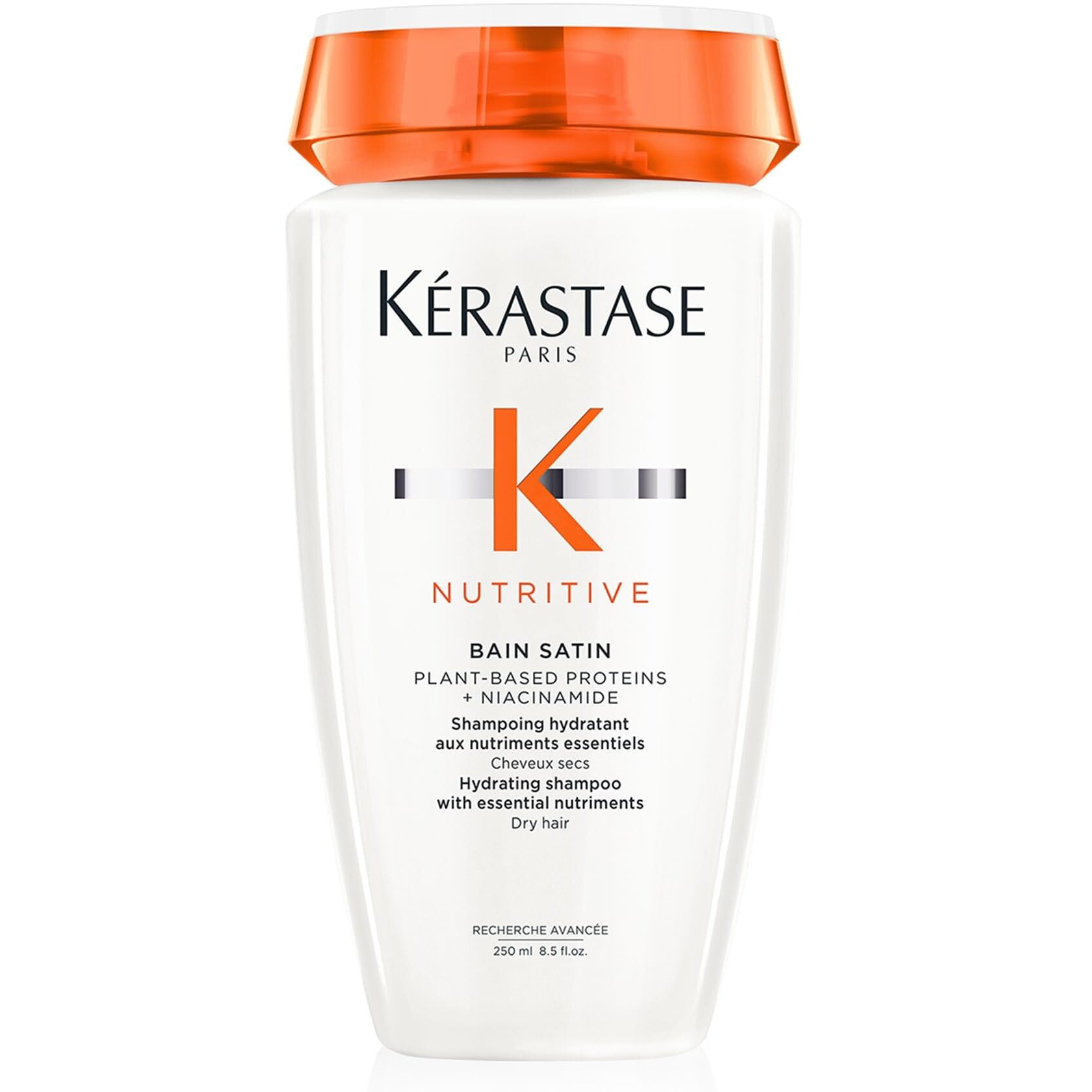 KRASTASE Nutritive, Gentle Hydrating Shampoo for Dry Hair, Nourishing Protein Formula with Niacinamide, Moisturises, Softness and Restores Thickness and Shine, Bain Satin, 250 ml