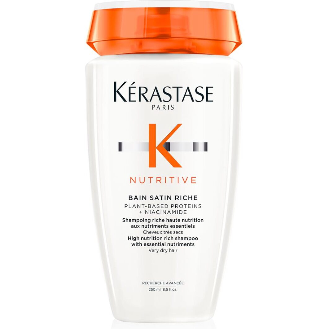 KERASTASE Nutritive Bain Satin Riche Shampoo | Cleanses & Strengthens Against Dryness | Adds Softness, Shine & Nourishment | With Plant-Based Proteins & Niacinamide | For Medium to Thick to Dry Hair