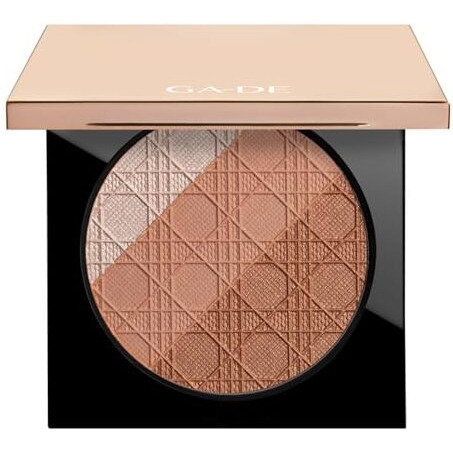 GA-DE Glow FX Natural Face Palette - Blush for Cheeks, Bronzer Powder, and Highlighter Makeup - Enriched with Jojoba Oil - 135 Cool and Cozy - 0.42 oz