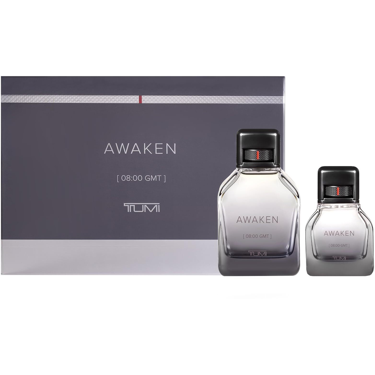 TUMI AWAKEN 0800 GMT Gift Set - Refreshing Cologne for Men with Woody Fragrance Notes - 3.4 oz & 1.0 oz Eau de Parfum