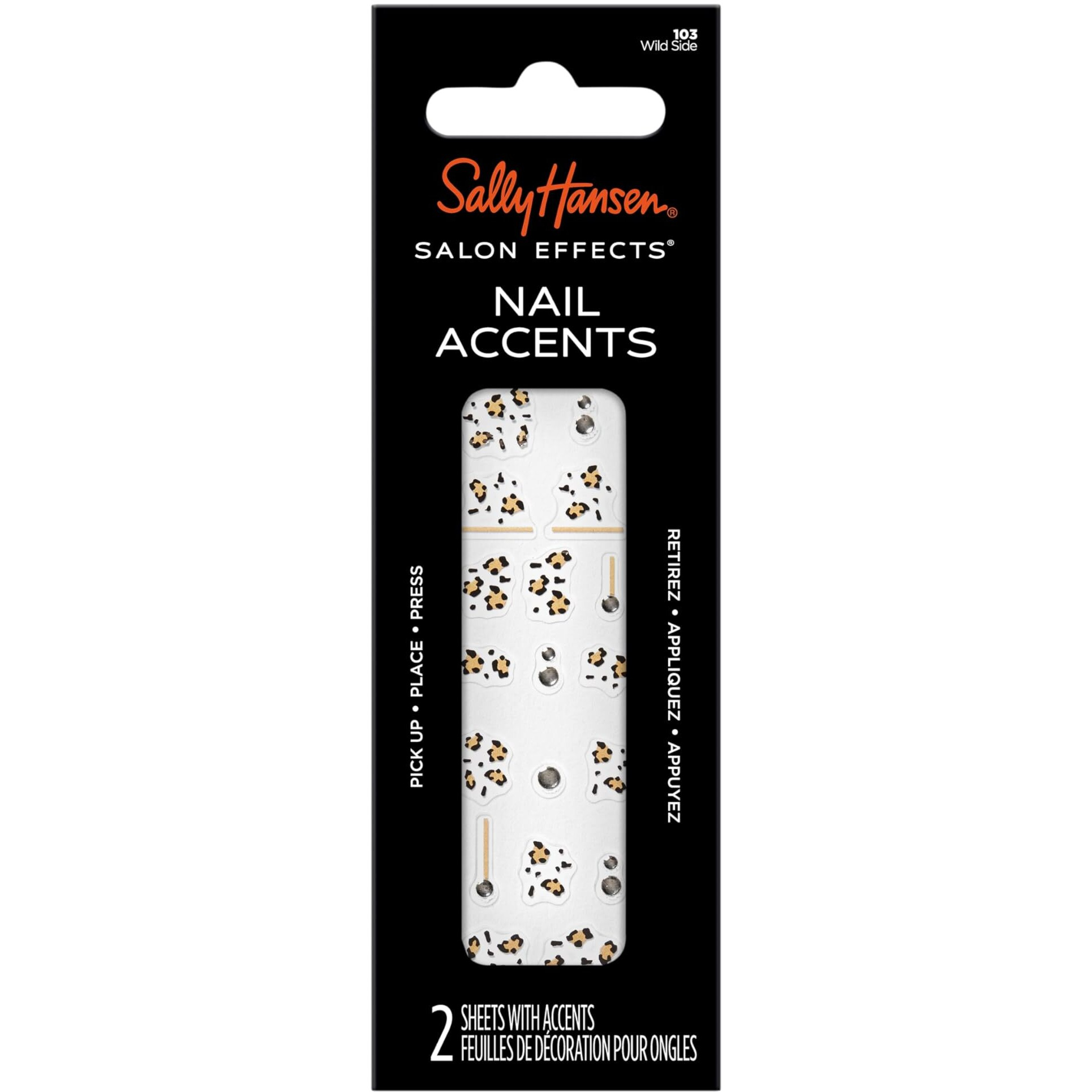 Sally Hansen Salon Effects Nail Accents, Wild Side, Nail Art Decals, Easy to Use, No Commitment, Use On Nail Polish or Bare Nails, Mix and Match