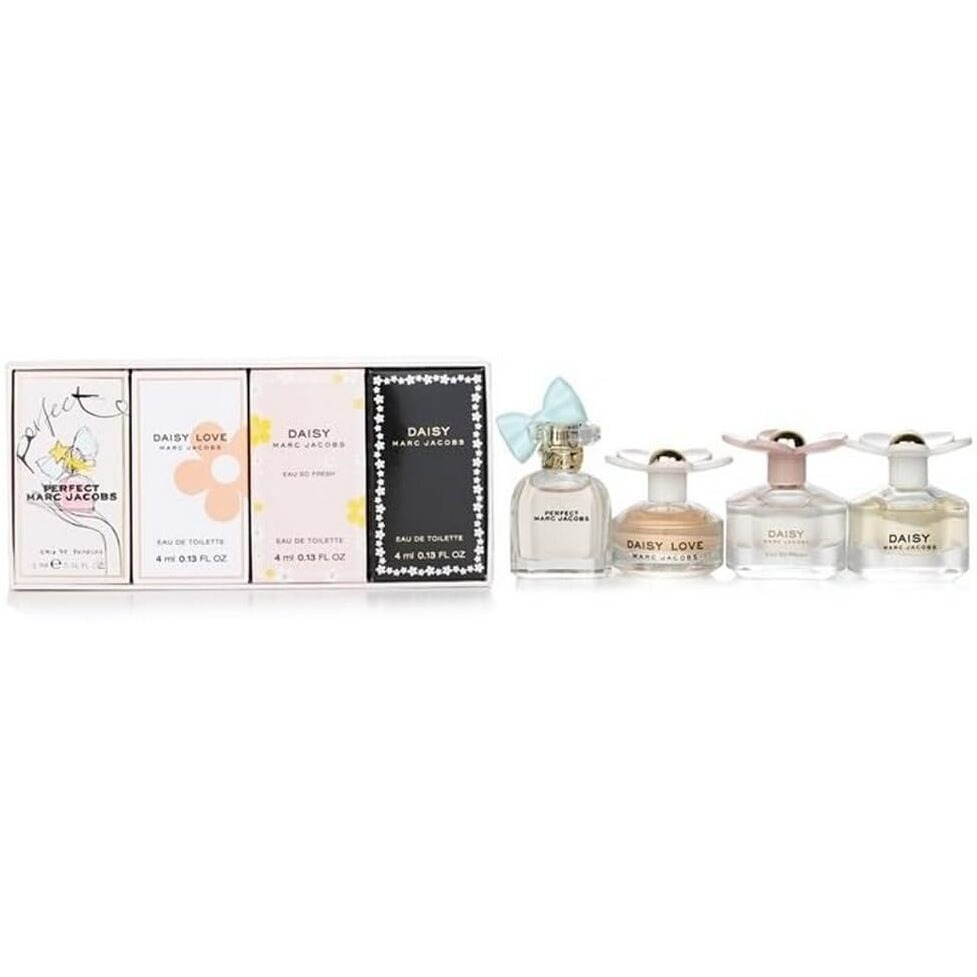 Marc Jacobs Daisy Miniatures Collection for Women- 4 Pc Mini Gift Set 0.13oz Daisy Eau So Fresh EDT Splash, 0.13oz Daisy EDT Splash, 0.13oz Perfect EDT Splash, 0.13 Daisy Love EDT Splash