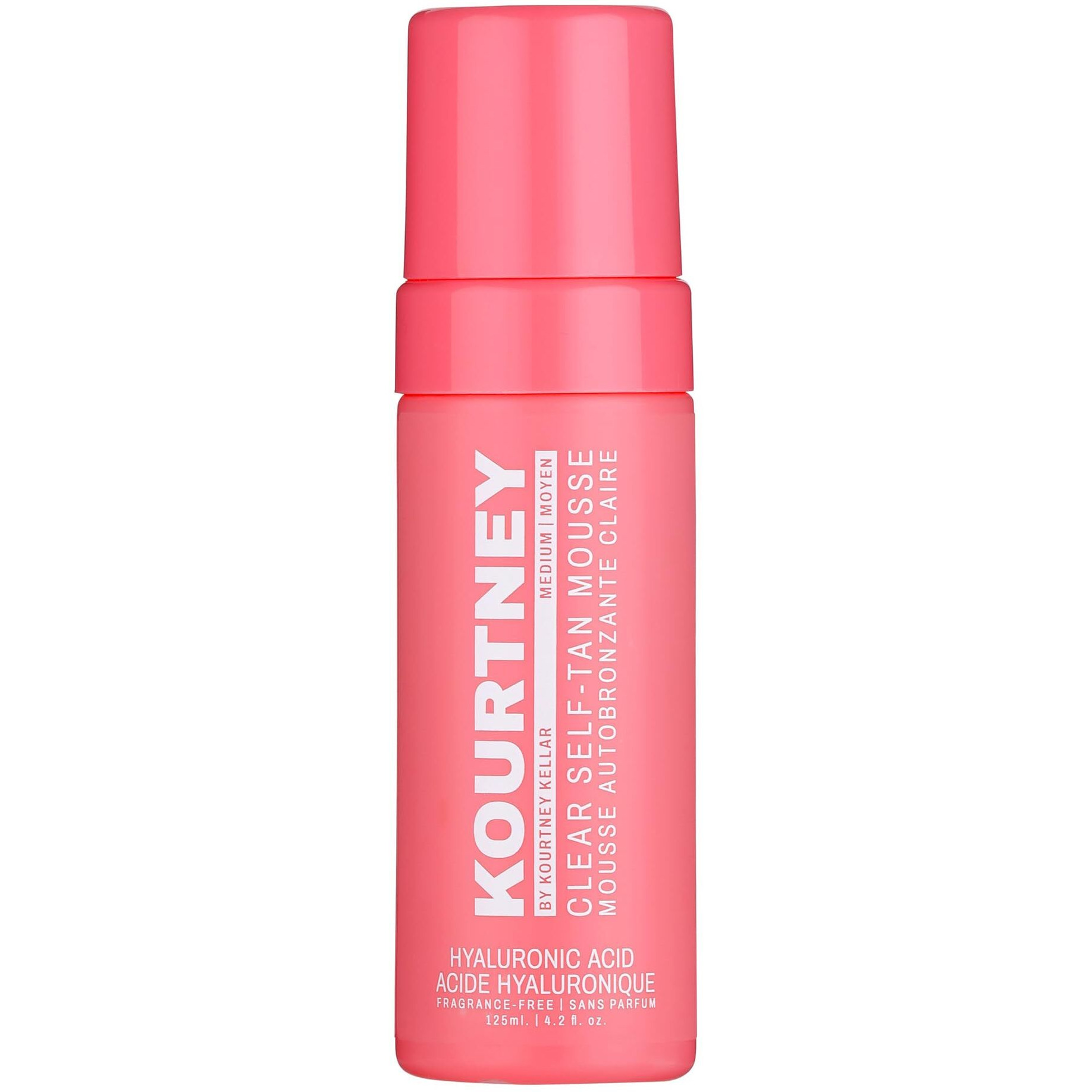 KOURTNEY Clear Self-Tan Mousse - Fragrance-Free Self Tanning Products - Hyaluronic Acid Sunless Tanning Foam for Streak-Free Glow - Medium - 4.2 oz