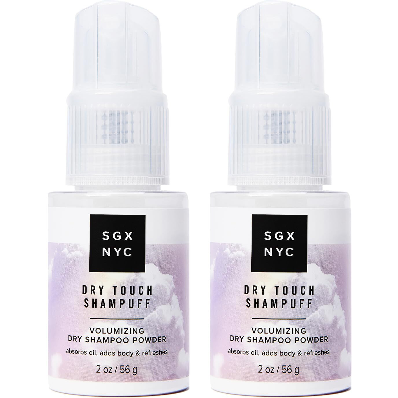 SGX NYC Dry Touch Shampuff - Volumizing Dry Shampoo Powder That Absorbs Excess Oil - Non Aerosol Dry Shampoo - Fresh and Bouncy Hair - 2 pc