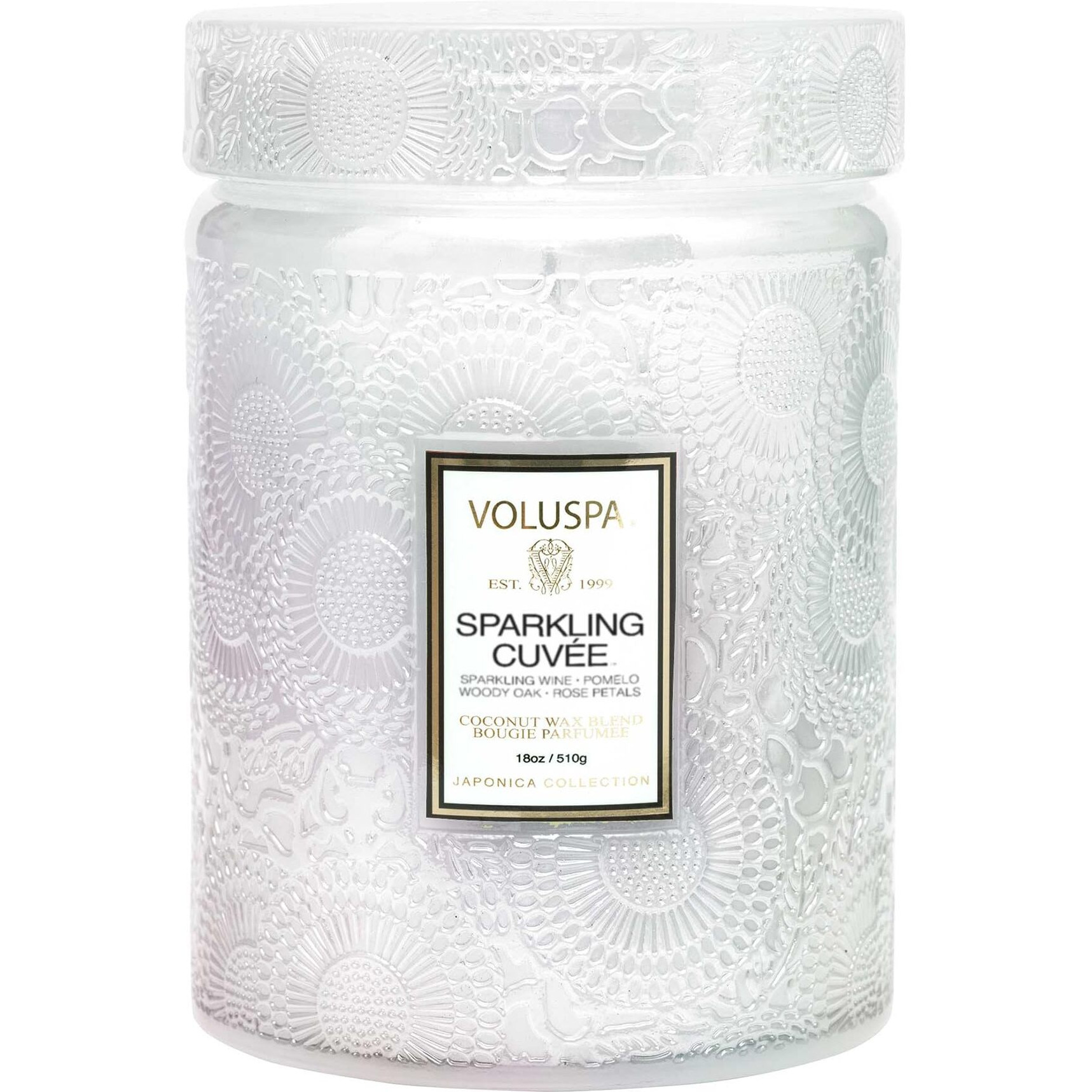 Voluspa Sparkling Cuvee,Large Candle Jar,18 Ounce,100 Hour Burn Time,All Natural Wicks & Coconut Wax for Clean Burning,Vegan,Poured in the USA