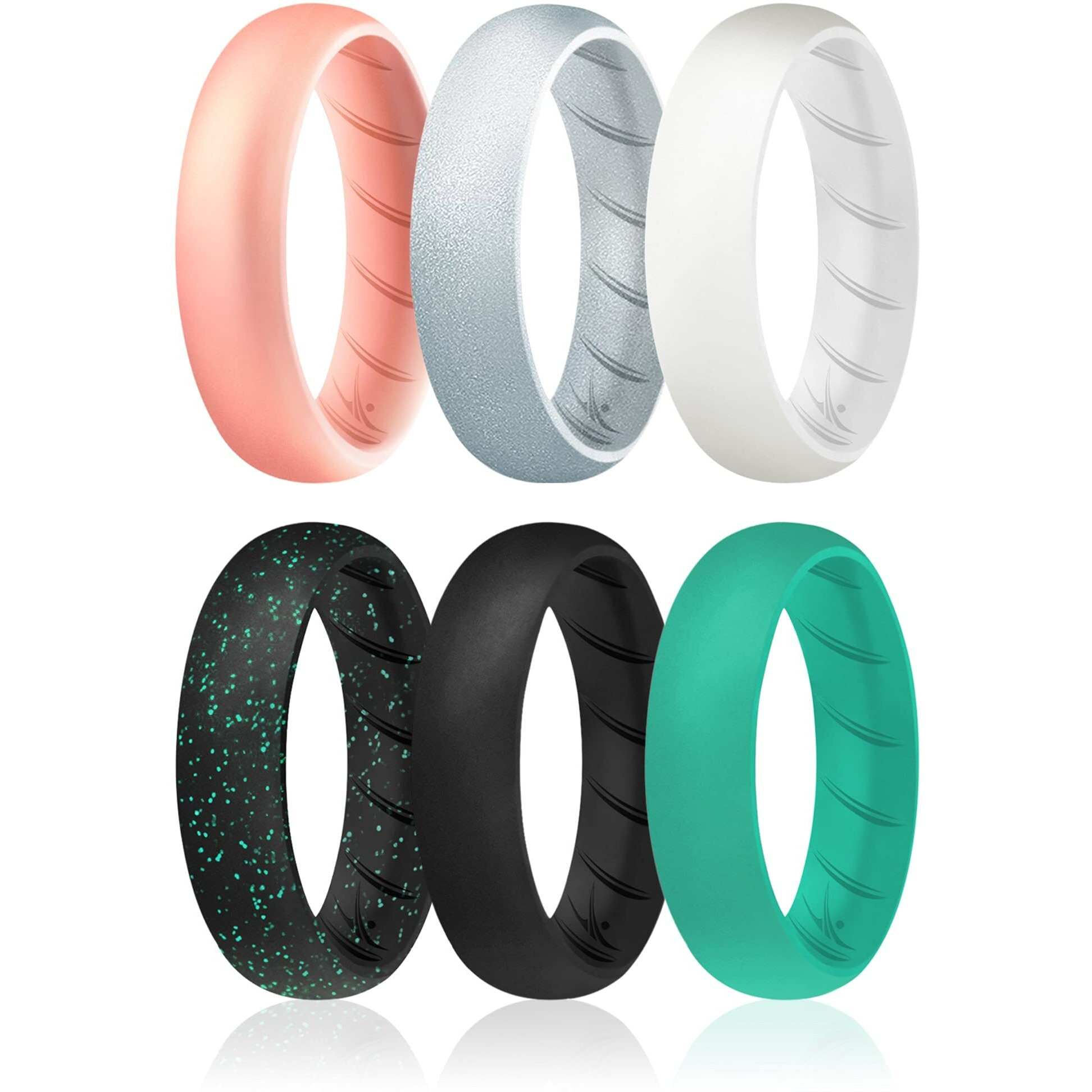 Silicone Wedding BR Solid Ring Set - Basic-Metal by ROQ for Women - 6 x 7 mm Ring