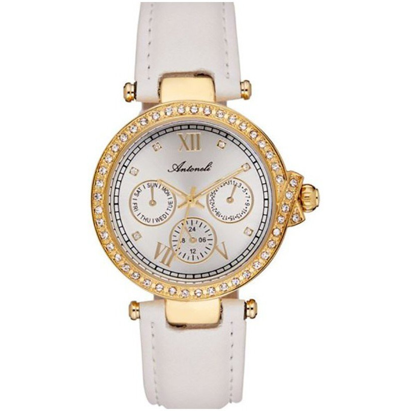 Antoneli W-WAT-1431 Gold & White Leather Strap Watch for Women44 AL0519-05