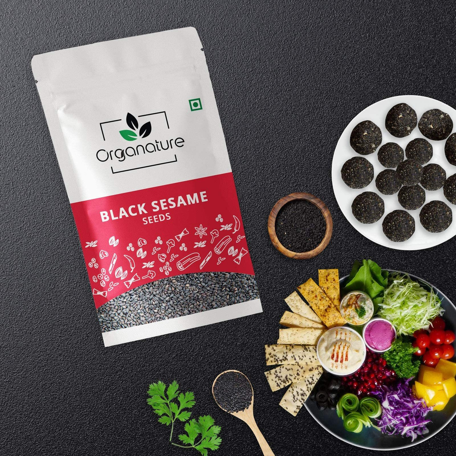 Organature Fresh and Natural Black Sesame Seeds | Kaale Til | Tal | Indian Spice - Pack of (900 Grams)