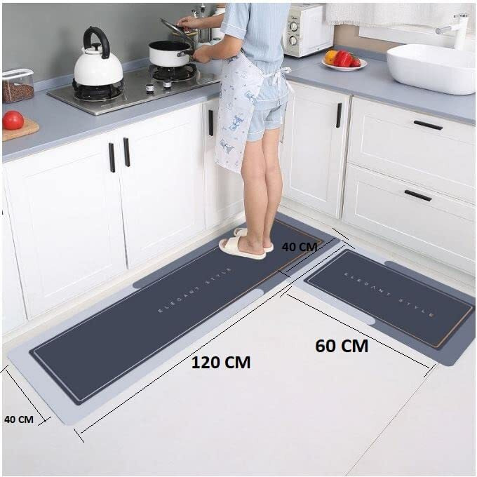 YOGIMOONI Kitchen Floor mat Water Absorption, Anti Slip and Kitchen Floor mats Water-Absorbing, Non-Slip, Dirt-Resistant Long Strips for Household