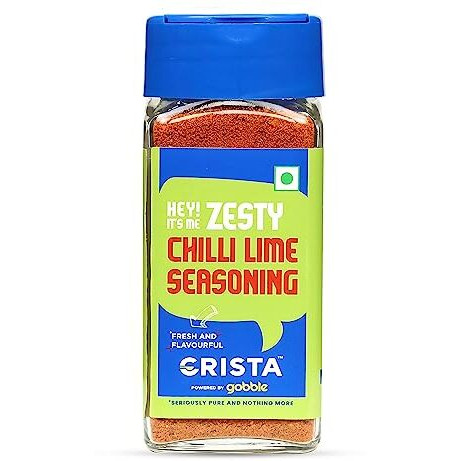 CRISTA Zesty Chilli Lime Seasoning | Chilly & Lemon Spice Blend | Trans Fat Free | Vegan | Zero added Colours, Fillers, Additives & Preservatives | 50 gms