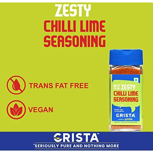 CRISTA Zesty Chilli Lime Seasoning | Chilly & Lemon Spice Blend | Trans Fat Free | Vegan | Zero added Colours, Fillers, Additives & Preservatives | 50 gms