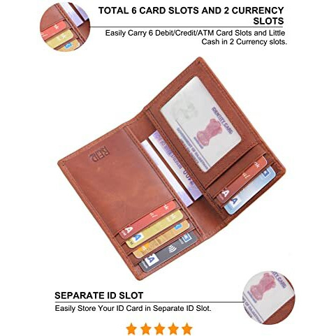 Husk N Hoof RFID Protected Leather Credit Card Holder Wallet for Men Women | Brown