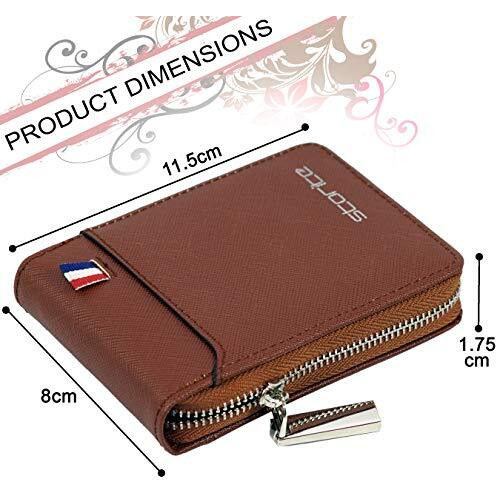 Storite PU Leather 9 Slot Vertical Credit Debit Card Holder Money Wallet Zipper Coin Purse for Men Women - Lightbrown (11.5 x 1.75 x 8 cm)