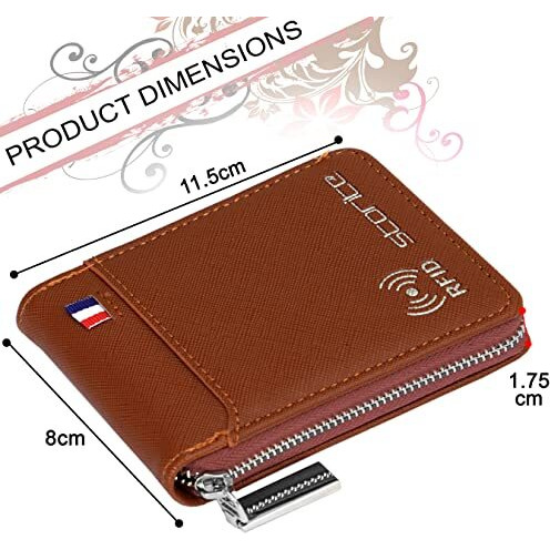 Storite Imported RFID PU Leather 9 Slot Vertical Credit Debit Card Holder Money Wallet Zipper Coin Purse for Men Women (Light Brown,11.5x1.75x8Cm)