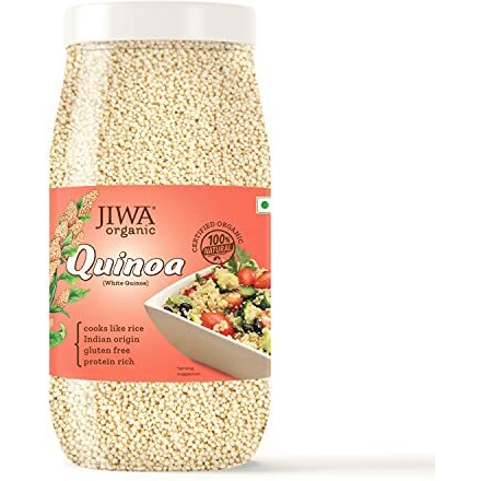 JIWA healthy by nature Organic Quinoa | High Protein White Quinoa| Cooks like Rice | Indian Origin | Certified Organic & Gluten Free | Superfood | 1 kg