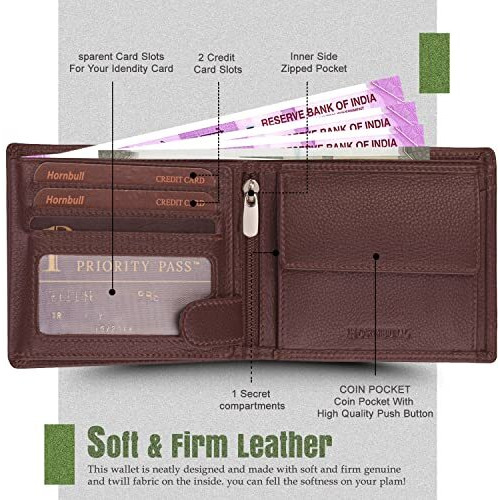 HORNBULL Stella Wallet for Men | Stylist Mens Wallet with RFID Blocking | Wallet Men Brown Genuine Leather | Wallets Men Leather | Gift for Men