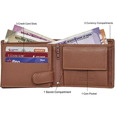 URBAN FOREST Oliver Redwood Light Brown Leather Wallet for Men, 6 Card Slot