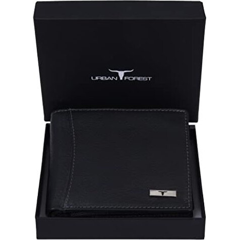 URBAN FOREST Oliver Black Leather Wallet for Men, 6 Card Slot