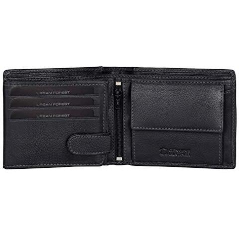 URBAN FOREST Oliver Black Leather Wallet for Men, 6 Card Slot