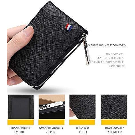 PRIME DEALS Imported 9 Slot Vertical Leather Credit/Debit Zipper Card Holder Money Wallet Zipper Coin Purse for Men & Women. (Black)