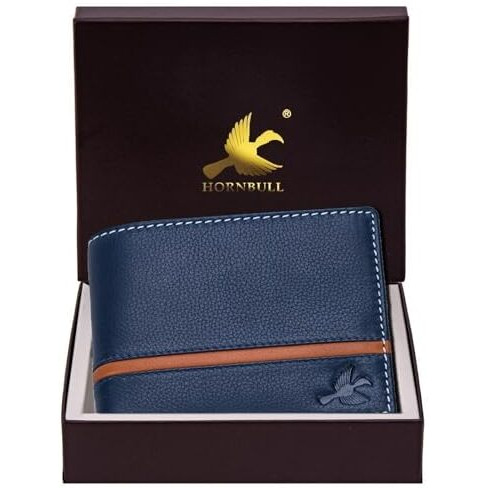 HORNBULL Denial Navy Leather Wallet for Men | Leather Mens Wallet with RFID Blocking | Wallets Men Genuine Leather