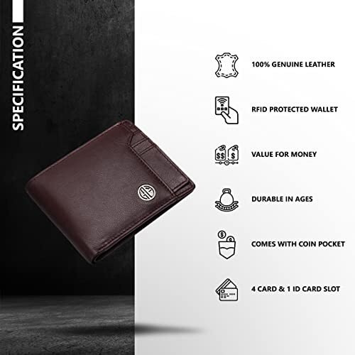 HAMMONDS FLYCATCHER Genuine Leather Wallets for Men, Redwood | RFID Protected Leather Wallet for Men | Mens Wallet with 6 Card Slots | Gift for Valentine Day, Father's Day, Birthday, Raksha Bandhan