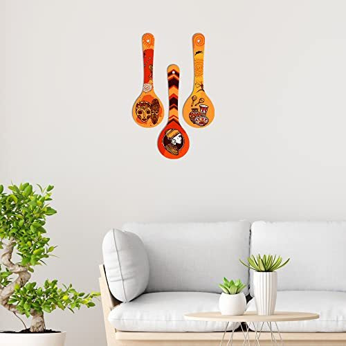 Artvibes Ancient Egyptian Art Wooden Wall Hanger for Home | Office | Living Room | Gift | Modern Decoration Items | Kitchen Wall Decor | Home Decor Hanging Items (WH_5008N), Set of 3