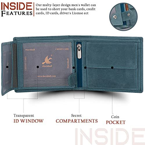 HORNBULL Vegas Aqua Blue RFID Blocking Leather Wallet for Men | Wallets Men Leather | Mens Wallet