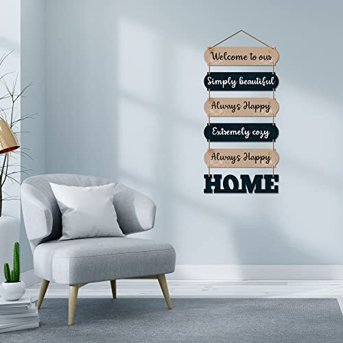 Artvibes Home Quote Decorative Wall Art MDF Wooden Wall Hanger for Living Room | Bedroom | Gifts | Home Decoration | Modern Decor Items | Artworks Wall Hangings Ornaments (WH_6609N), Set of 6