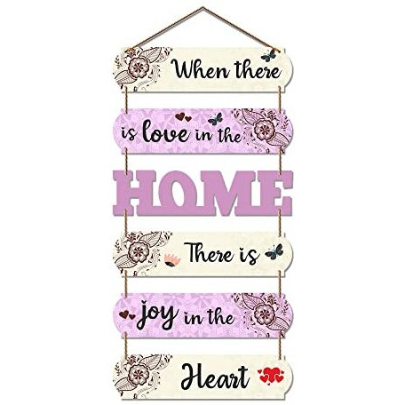 Artvibes Home Quote Decorative MDF Wooden Wall Hanging for Living Room | Bedroom | Gifts | Wall Hanger for Home Decoration | Modern Artwork Decor Items (WH_6606N), Set of 6