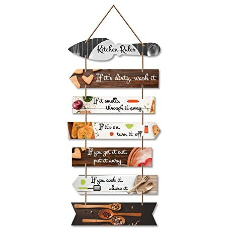 Artvibes Kitchen Quotes Wooden Wall Hanging for Home Decor | Decorative Item for Kitchen | Gifts | MDF Wood Wall Hanger for Decoration | Modern Artwork (WH_7005N), Set of 7