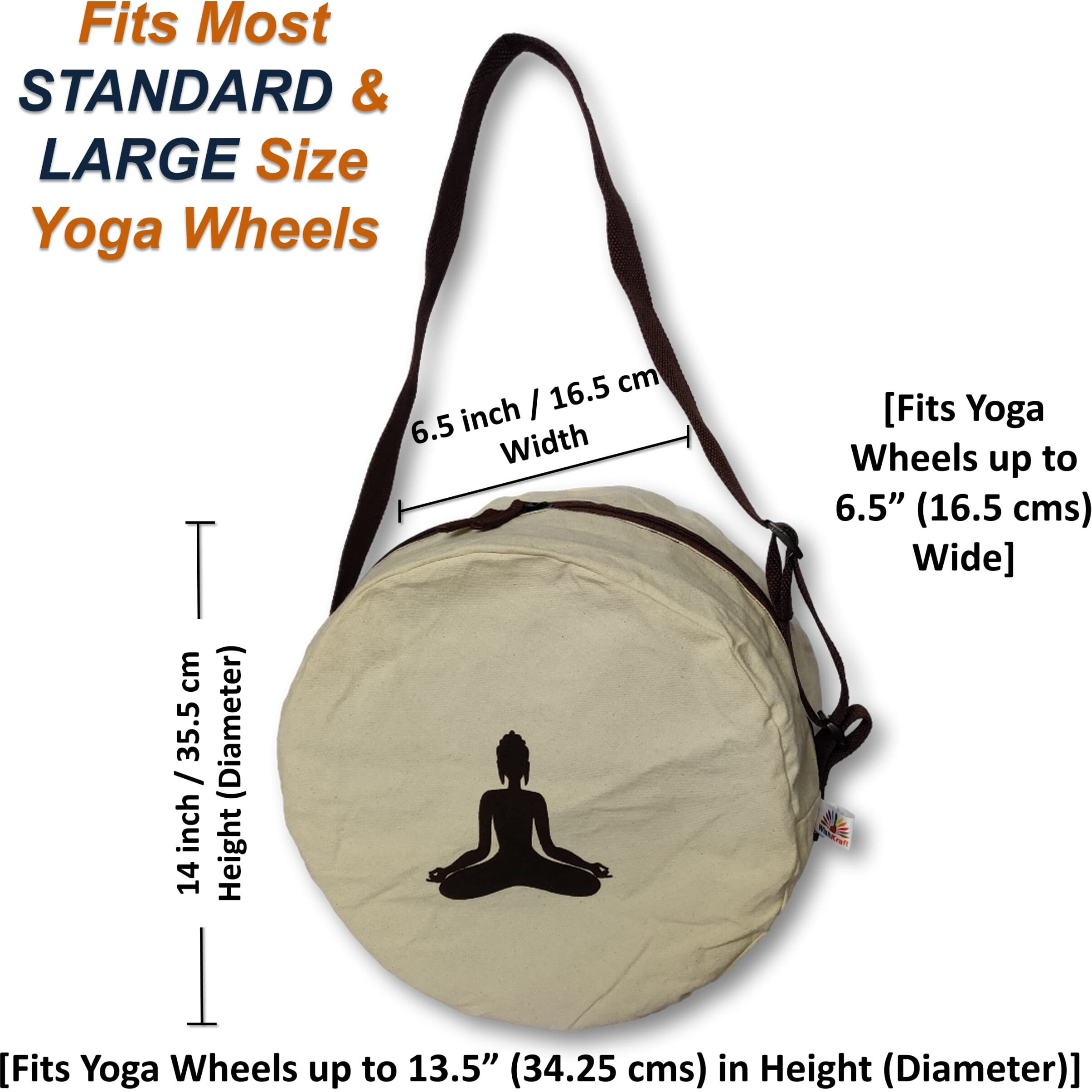 WishKraft Yoga Wheel Bag [Natural Beige Canvas Carry Bag] Easy Access Zip, Wide Adjustable Shoulder Strap, Fits Most Yoga Wheels