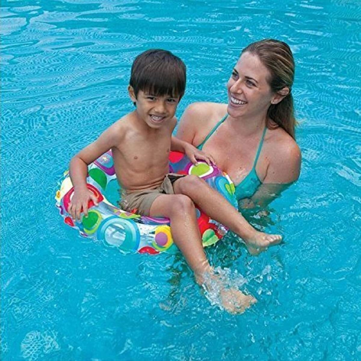 Mamadev- Pool Party Swimming Ring Swim Tube for Kids Swimming for Girls and Boys Swimming Tube Inflatable Swim Ring(6-10 Year)(Size - 24''inch)(Multi Color)(Peko of 2)