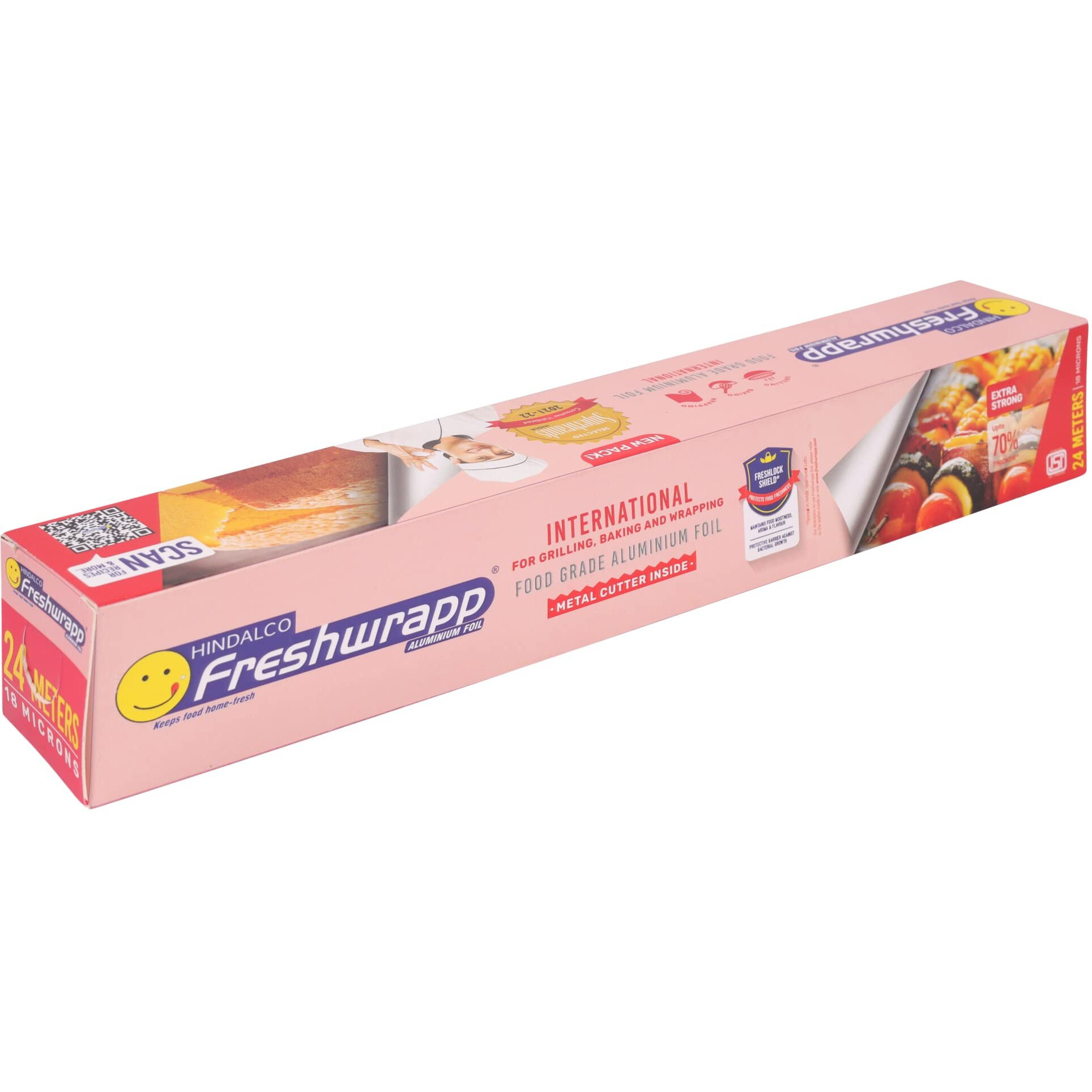 Hindalco Freshwrapp International Aluminium Foil 24 Meters, 18 microns |Food Packing, Wrapping, Storing, Serving and Cooking (Baking, Grilling, Roasting, Freezing)