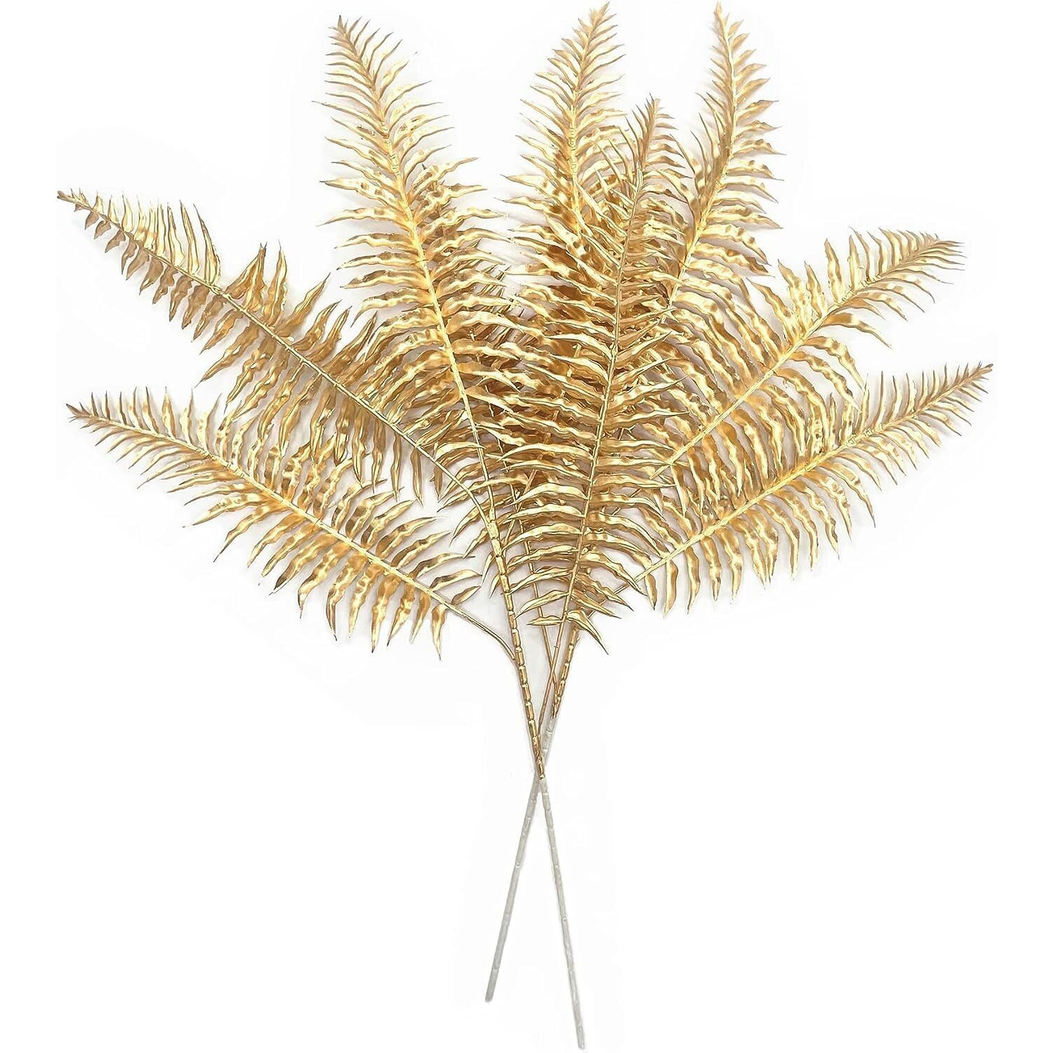 HOLLIO Artificial Flowers Artificial Flowers for Home Decor Golden Leaf Fake Flowers Sticks Bunch Decorative Items for Home Decoration, Living Room Decoration Plants (Without Vase Pot)