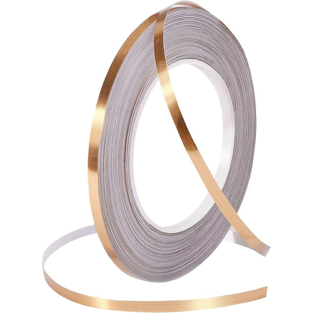 Tactine (Gold, 50m * 1cm Tile Stickers Waterproof Self-Adhesive Floor Sealing Strip Golden Line Border Sticker Wall Seam Sealing Tape Decoration for Living Room Kitchen Bathroom Bedroom