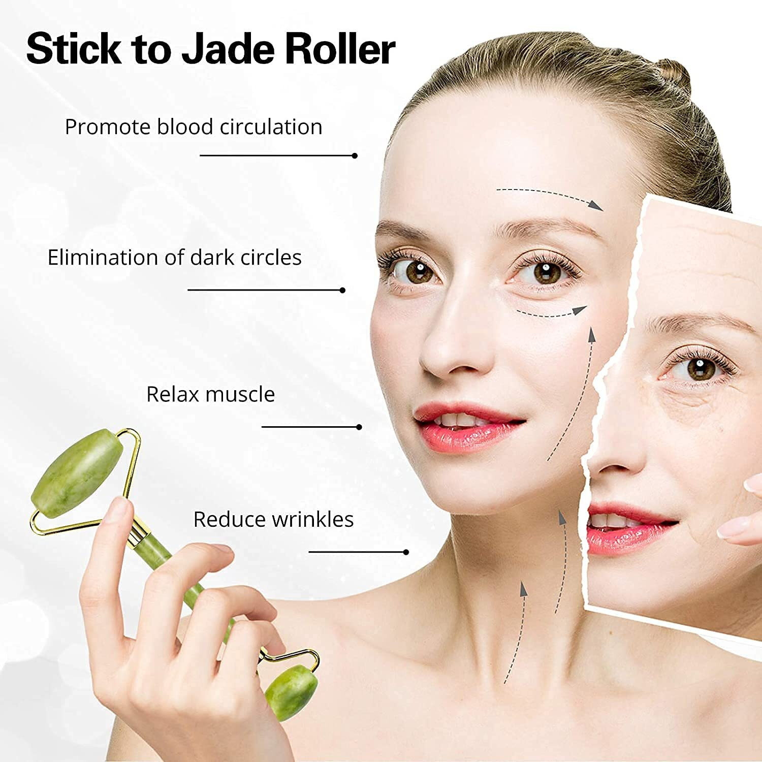 Xevin 3D Roller and Face Stone Roller Massager with Gua Sha Jade Roller Stone Facial Combo For Skin Eye Body 3D Massager Women Men Reusable (Stone Roller and 3D Roller)