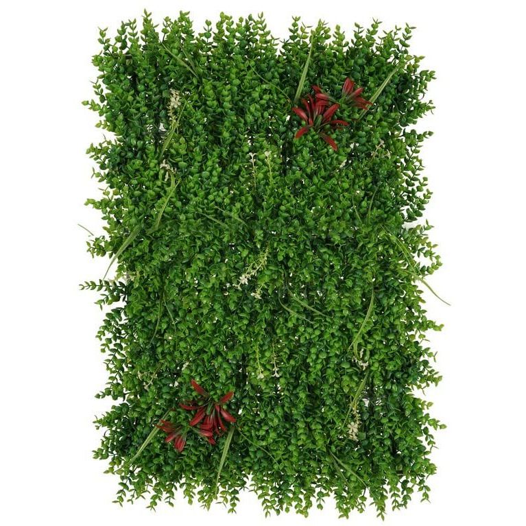 Golden Cart Artificial Wall Grass for Home Decoration (1 Pc) I Grass Mat for Wall I Vertical Garden Artificial Wall Plants (Green, Red & Purple, 60cm X 40cm X 8cm, Pack of 1)