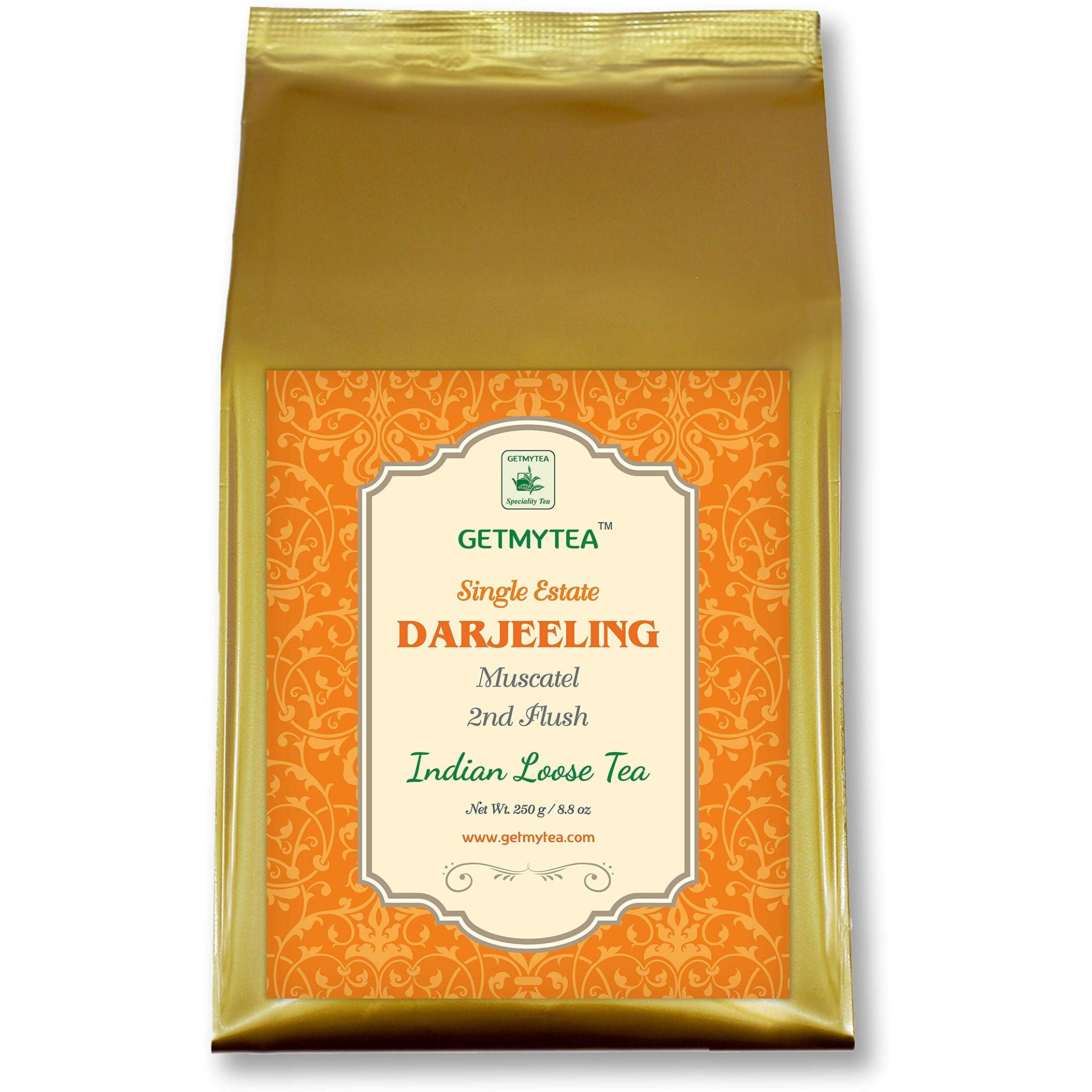 Getmytea Darjeeling Tea 2nd Flush Orange Pekoe Loose Leaf Tea | Muscatel | Second Flush | Golden Orange Pekoe | Garden Fresh Aroma | Antioxidants | Black Tea | 100% Whole Leaf Tea | 125 cups - (250 Grams)