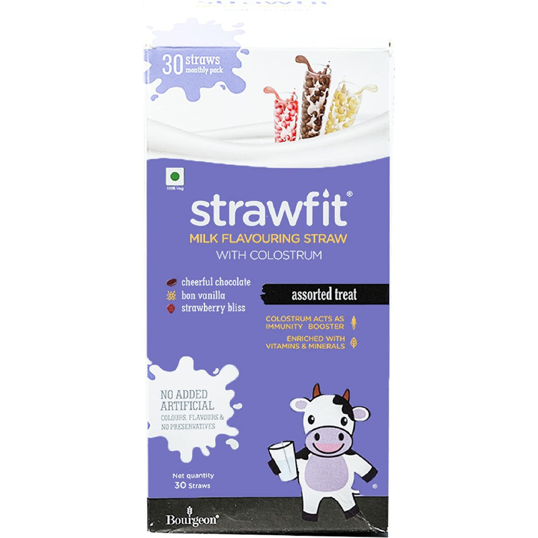 Strawfit Assorted Pack Flavoring Straws with Colostrum for Immunity | Yummy and Nutritious and Healthy Choice | New Way of Drinking Milk | India's 1st Milk Flavored Straw - (Total - 30 Straws)