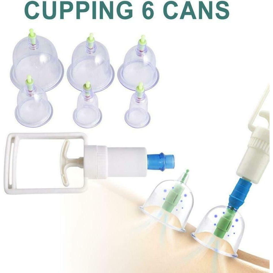 DRODRM 6 Pcs Hijama Acupuncture Massage Cans Cups Vacuum Cupping Kit Pull Out Vacuum Apparatus Therapy Relax Manual Massager Body Suction Pumps Bank Tank Set for Pain Relief, Multi color