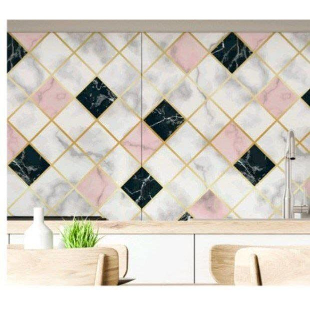 KASHIVAL Marble Wallpaper for Kitchen Wallpaper DIY PVC Shelf Liner, Furniture, Almirah, Table Top, Wardrobe, Kitchen Cupboard Decal Marble Wall Stickers Wallpaper for Furniture Kitchen Wall Stickers Marble Wallpaper for Home Furniture Living Room Kitchen Platform Cabinets Tabletop Plastic Table (Size 60*200 Cm) (Pink & Black A14)