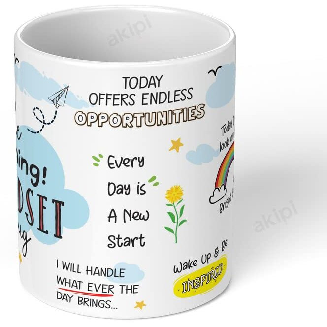 Akipi The Morning Mindset Mug - Inspirational and Motivational Ceramic Mug 11oz Designer Coffee/Tea Cup ARM573