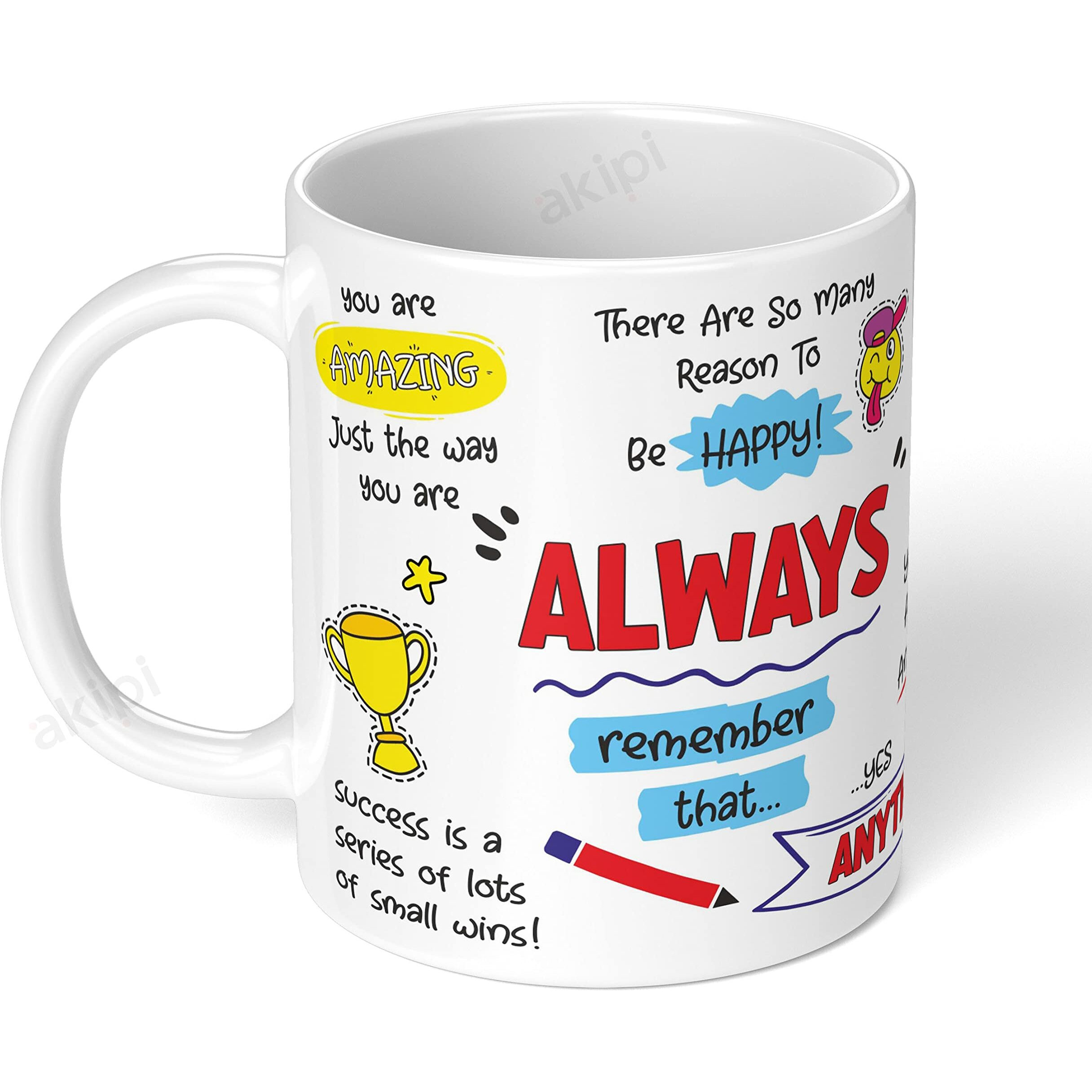 Akipi Always Remember Motivational - Start Your Day with Positivity and Productivity, Stay Focused and Motivated with Inspirational Ceramic Coffee Mug 11oz - Coworkers, Friends, and Family ARM283