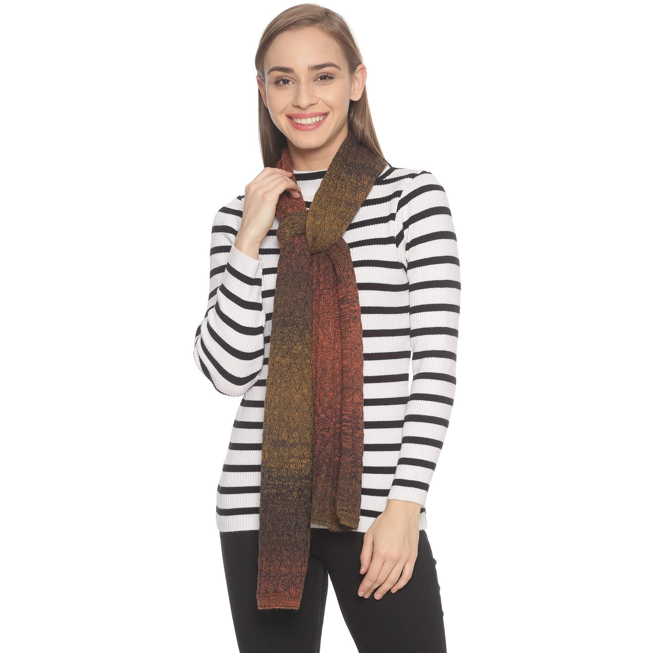 513 WOMEN Acrylic Woolen Tie & die Casual Warm Winter Wear Muffler Scarf Stole