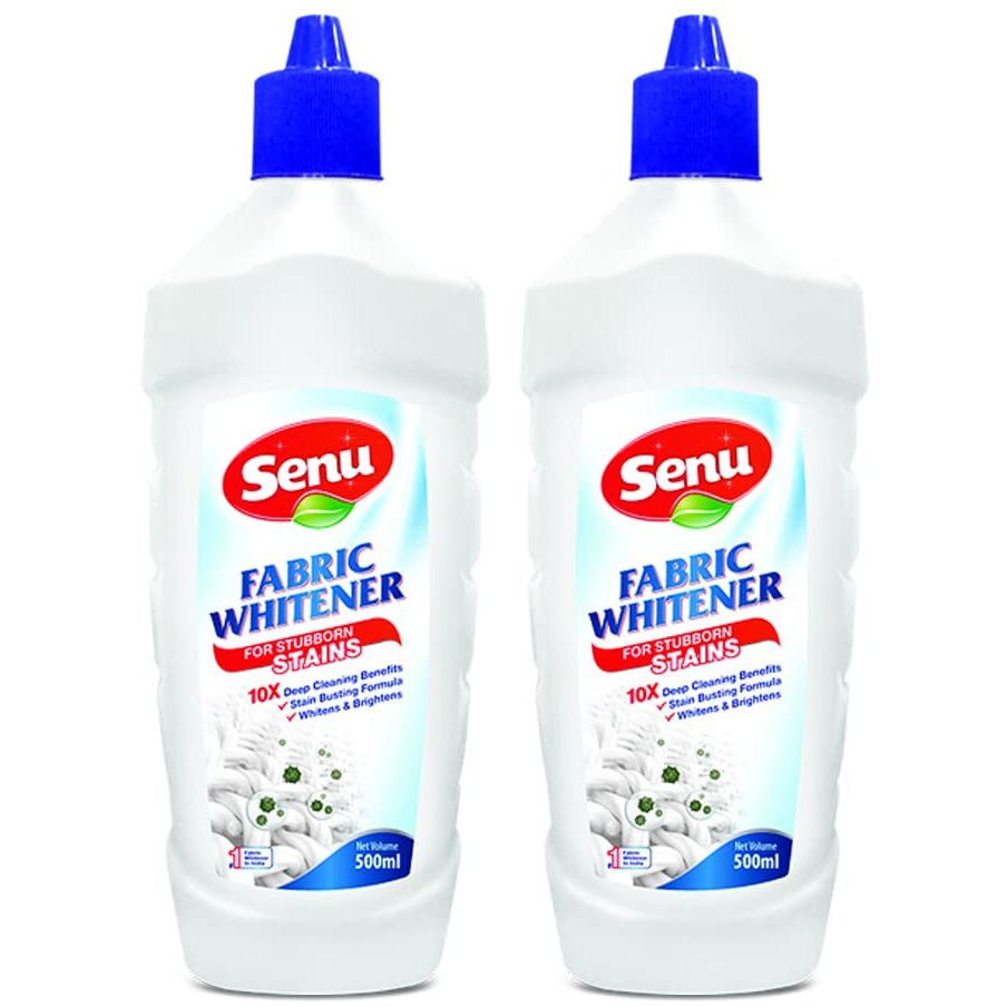 Senu Fabric Whitener 500ml x 2 | For White Clothes | Bleach | Removes Tough Stains | Brighter Whites | Pre-Wash Liquid Detergent | Pack of 2 | 500ml each