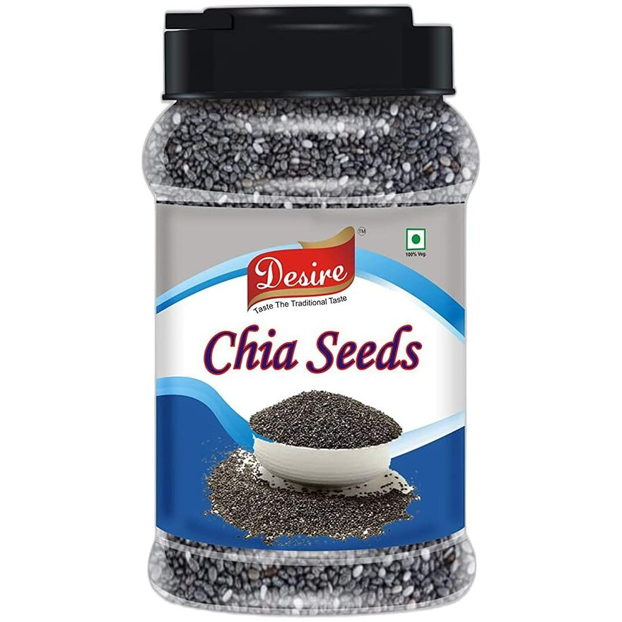 Desire Chia Seeds 500G | USDA Certified Grain | Gluten Free | Super Source of Calcium, Protein Fibre, Omega 3 & Antioxidant | Healthy Snacks for Weight loss management