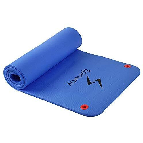 Spinway Gym Mat, Blue, Exercise Mat with Carrying Strap 10 mm